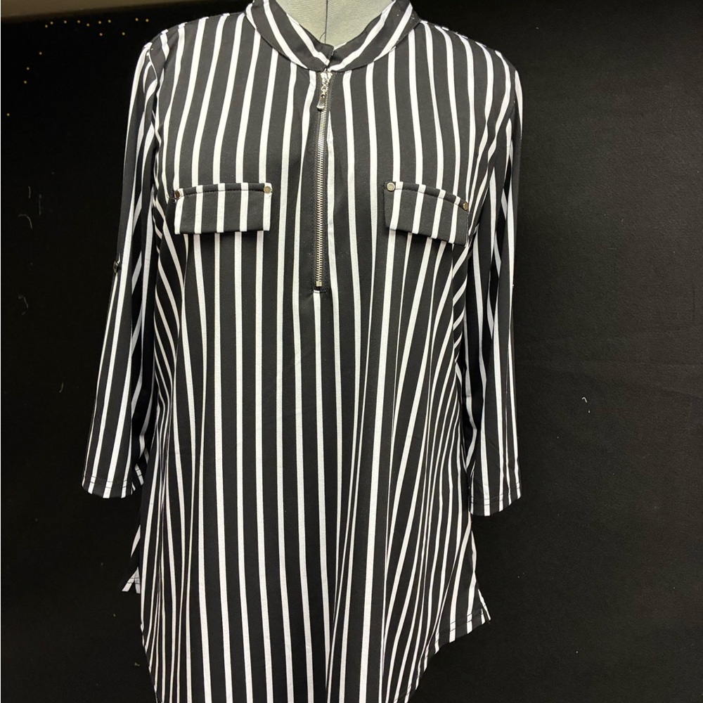 bepei brand, XXL, NWT, Chic Black and White Striped Women's Blouse